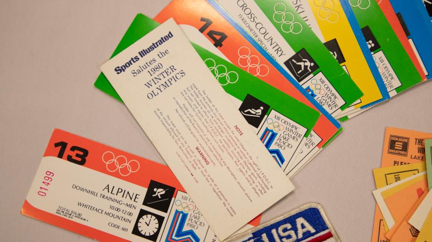 A line up of tickets from the 1980 Olympics