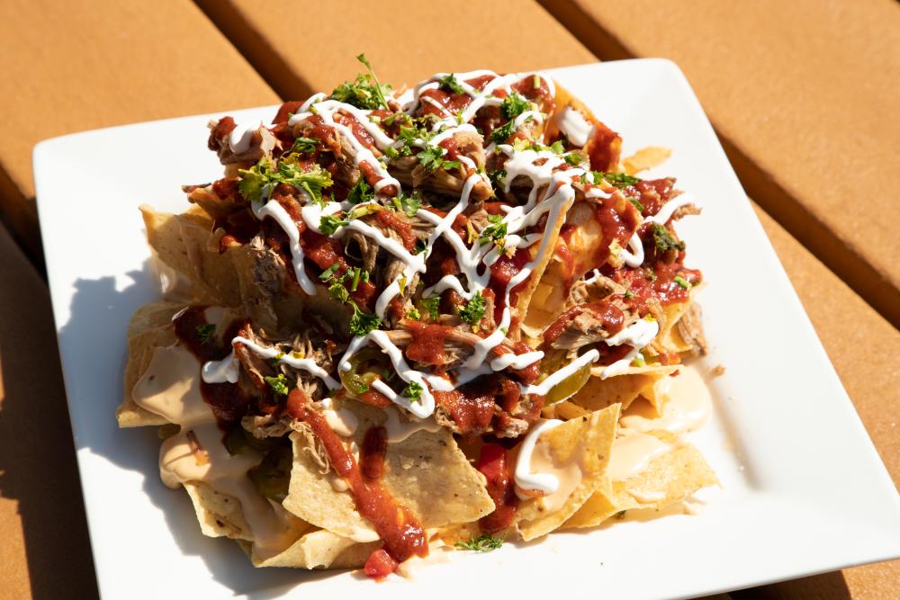 The food at the lodge, like these nachos, is a treat!