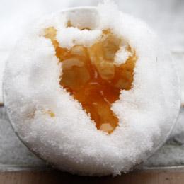 Maple syrup on corn snow