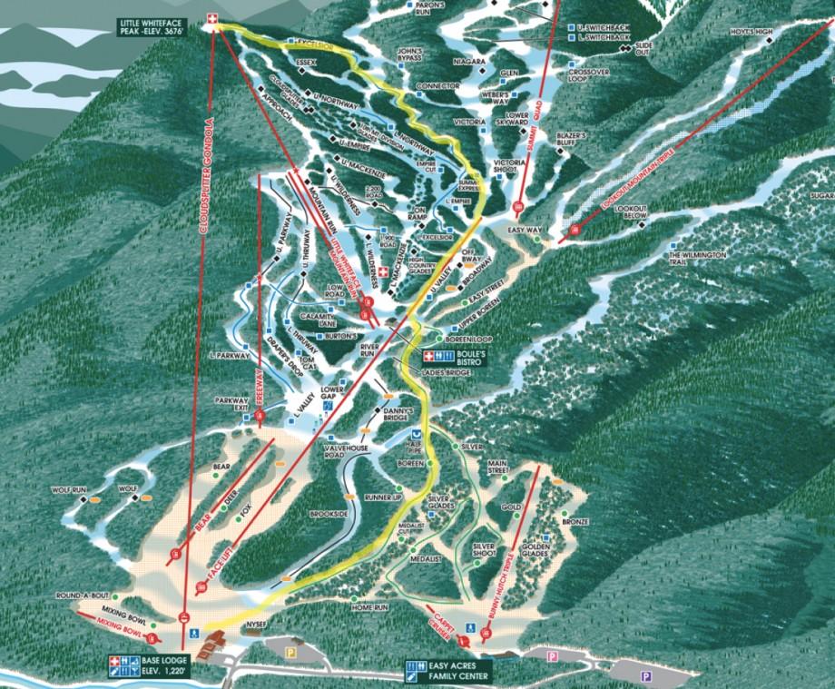 First Tracks program, trails skied in yellow