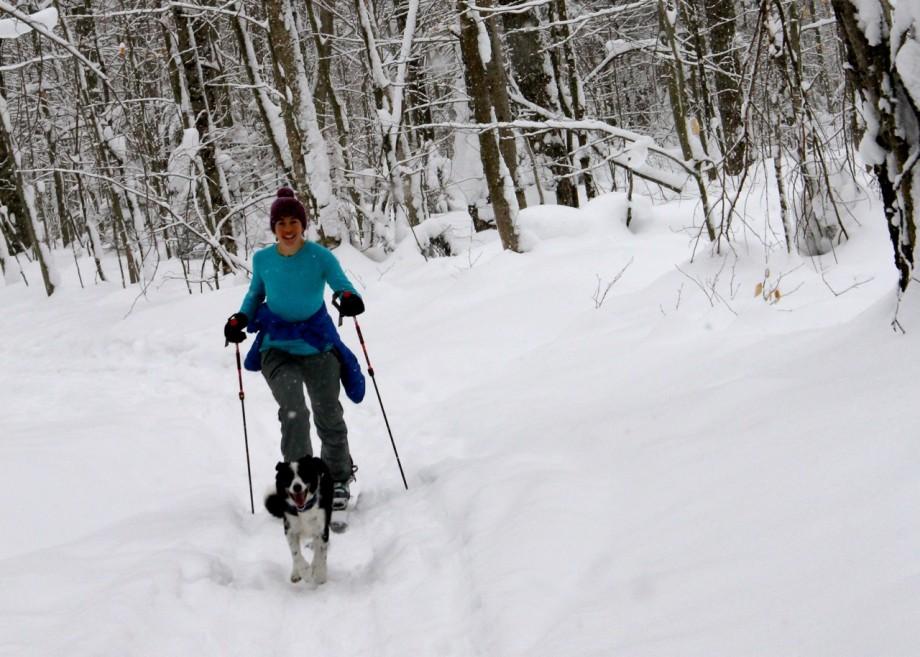 Lake Placid can be a powder paradise for both 2 and 4-legged skiers