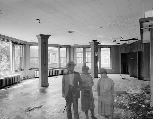 Ghosts 'appear' in the deserted main Lake Placid Club building in the late '90's