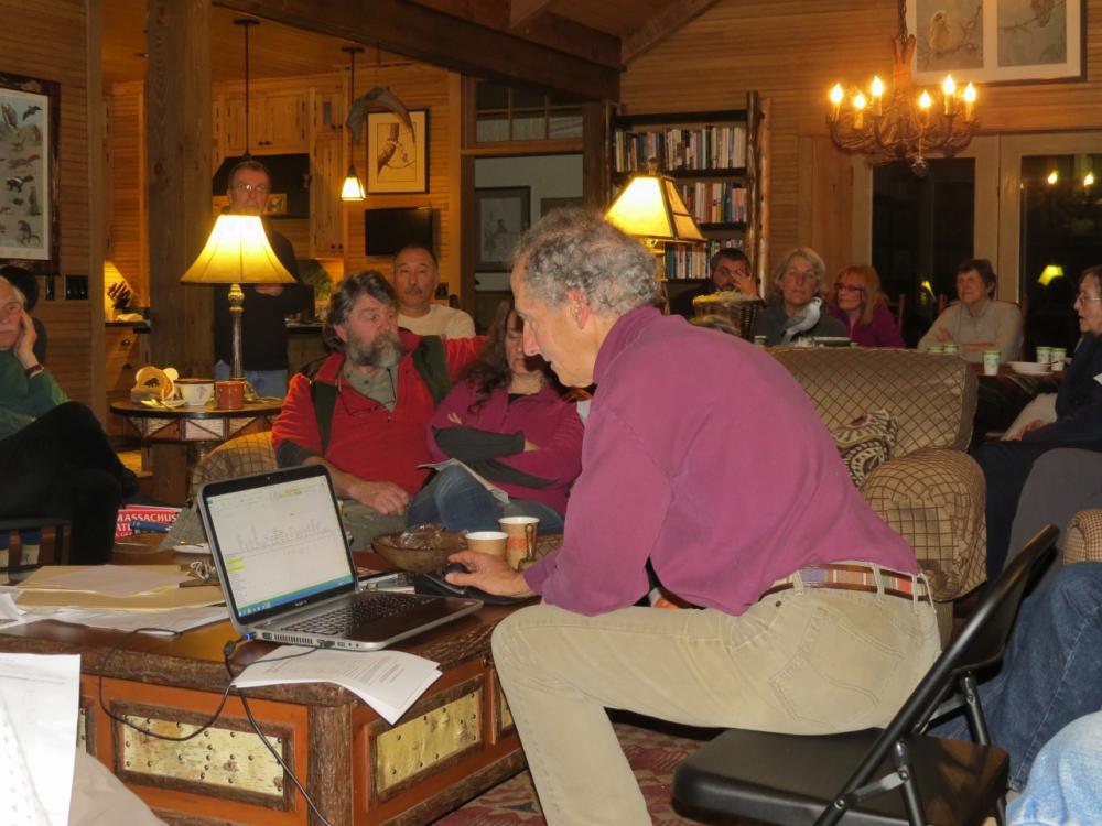 Larry Master tallying the Saranac Lake Christmas Bird Count results