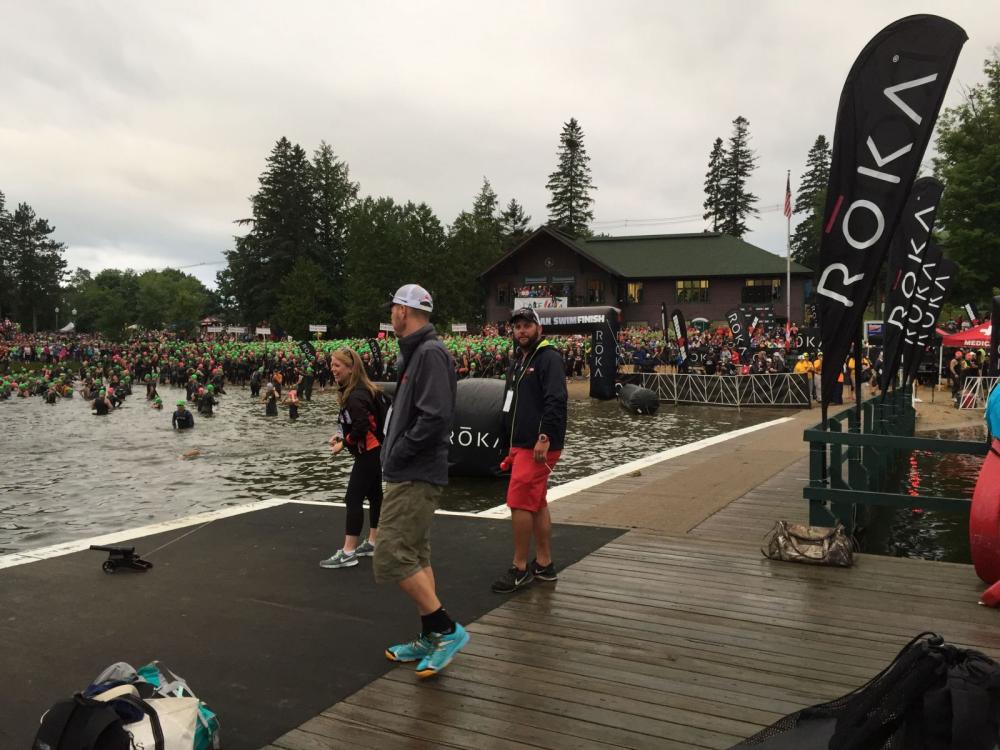 ironman Lake Placid swim start - 2,500 athletes about to hit the water!