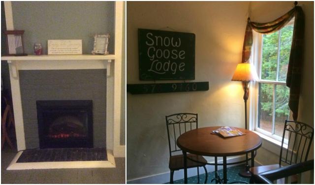 Most rooms have a fireplace with a mantel for a cozy look (left). Many nooks for relaxing and for reading a good book in (right).