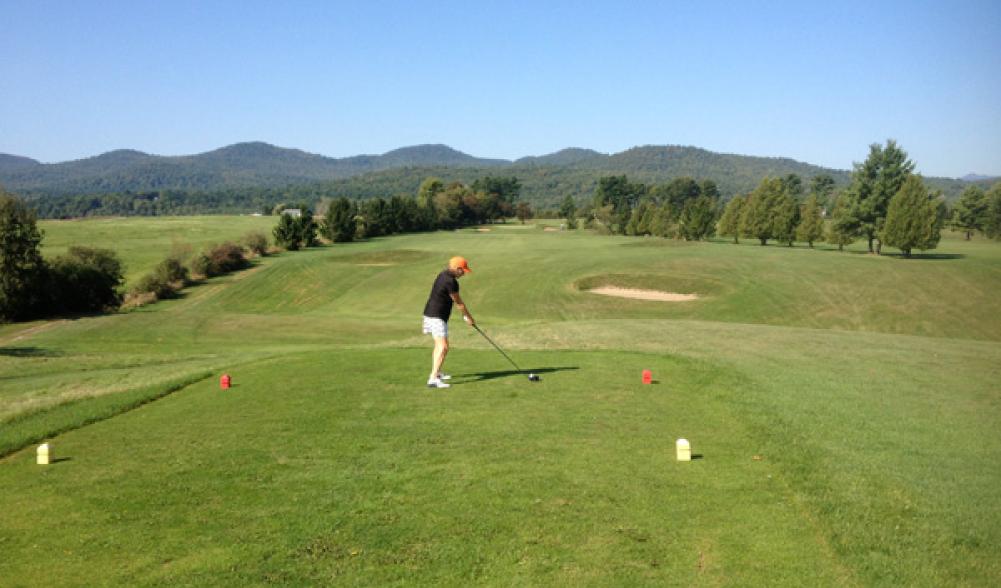 Teeing off on a gorgeous Adirondack late summer golf day