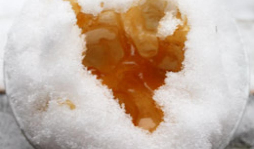 Maple syrup on corn snow