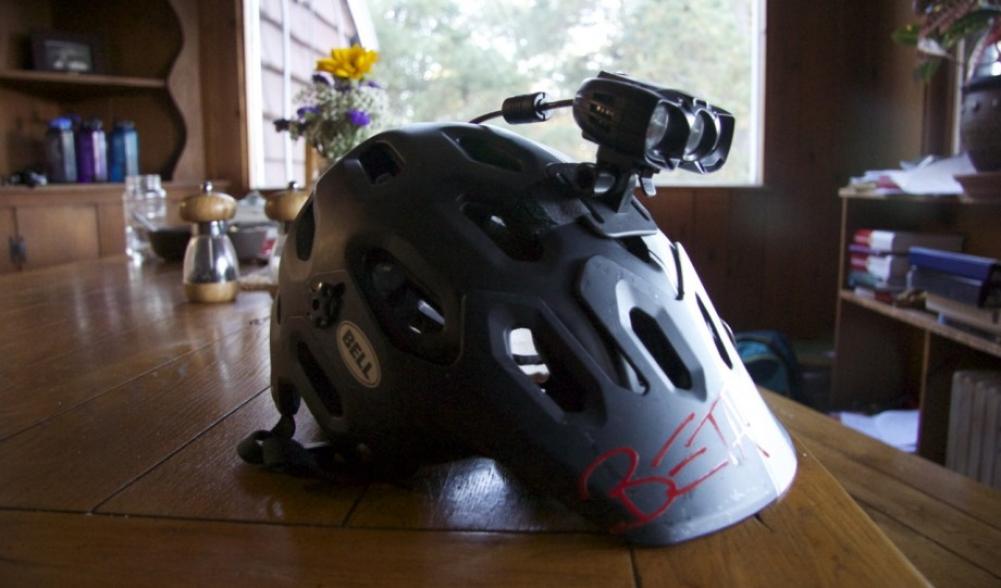 An example of a helmet mounted light
