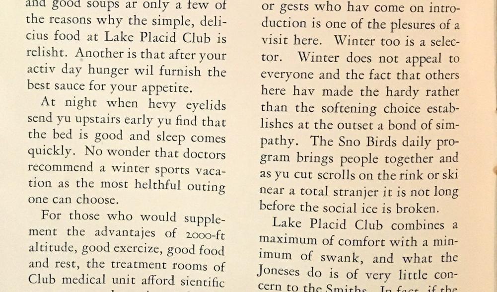 Excerpt from a Lake Placid Club pamphlet