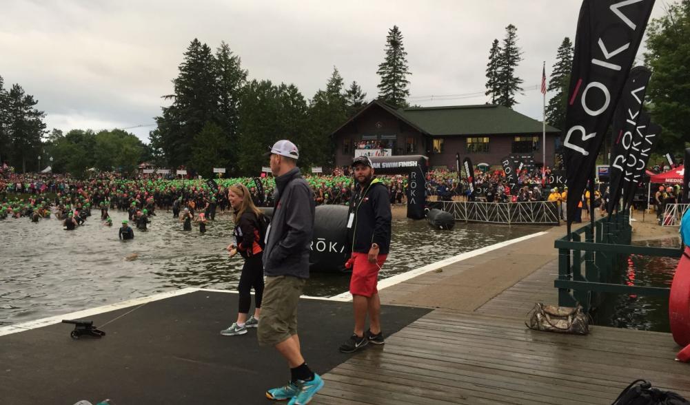 ironman Lake Placid swim start - 2,500 athletes about to hit the water!