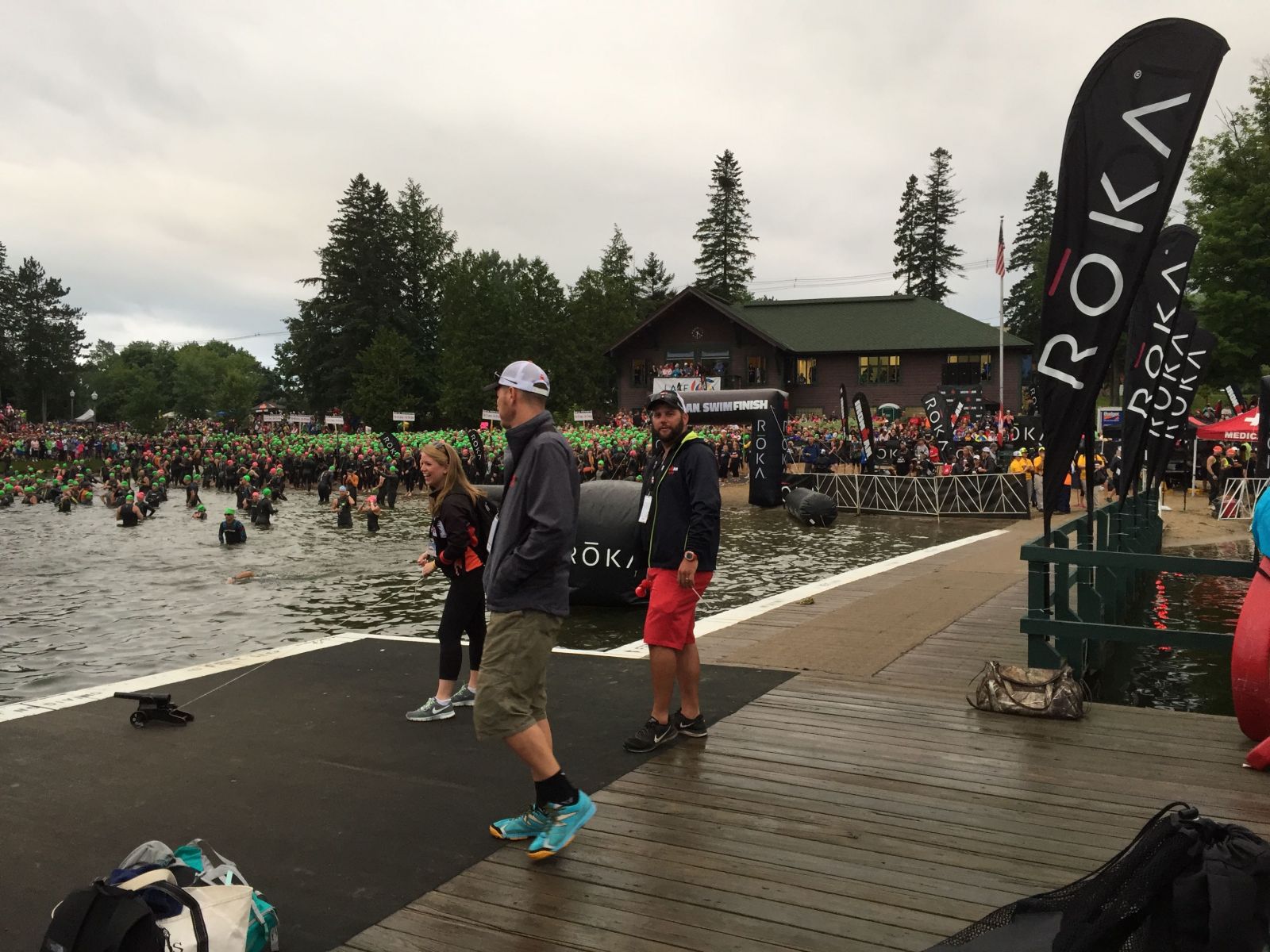 ironman Lake Placid swim start - 2&#44;500 athletes about to hit the water!