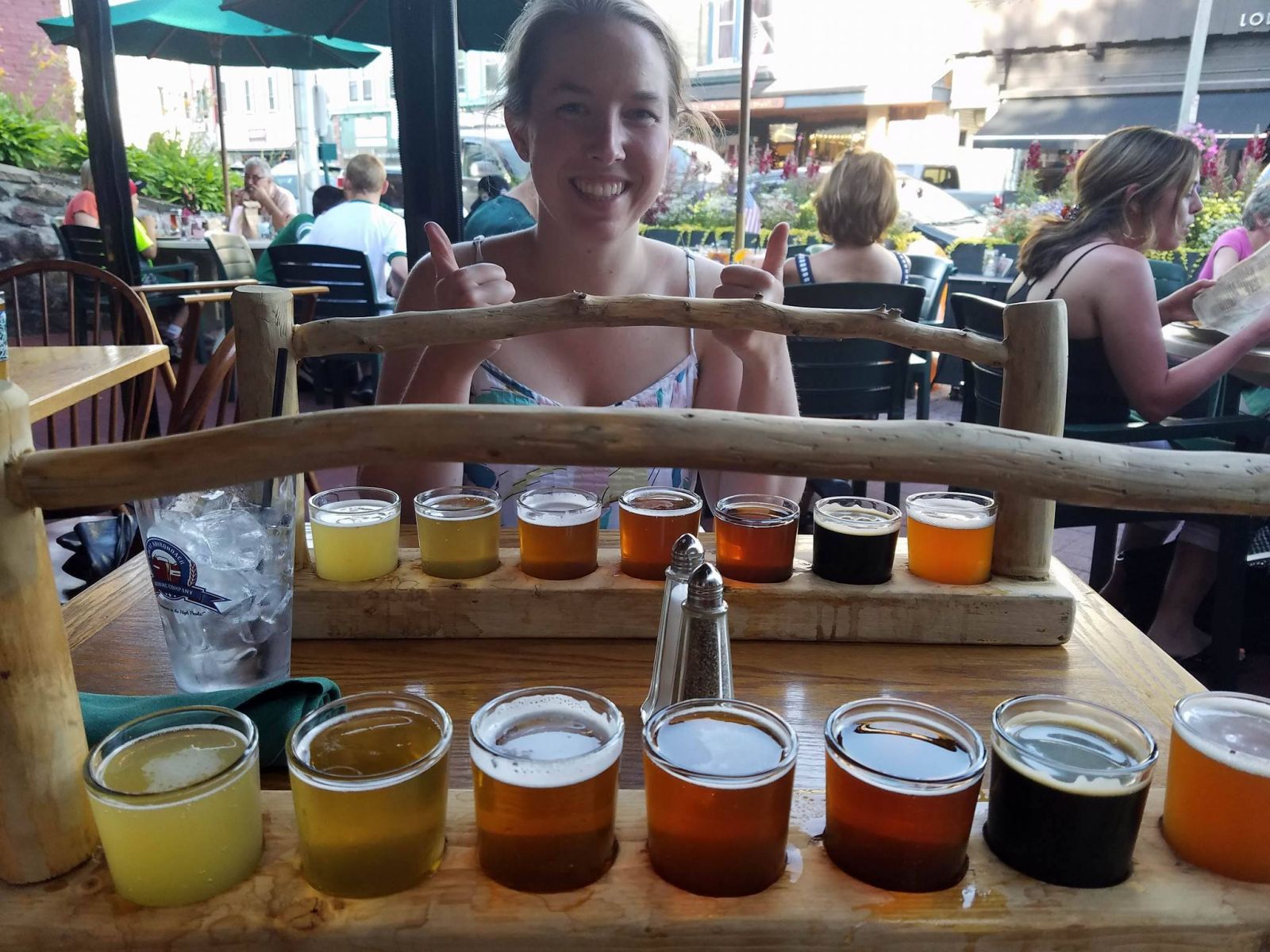 My cousin&#44; Molly&#44; excited to try her beer flight!