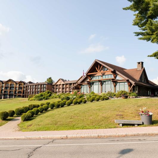 A large hotel on a hill