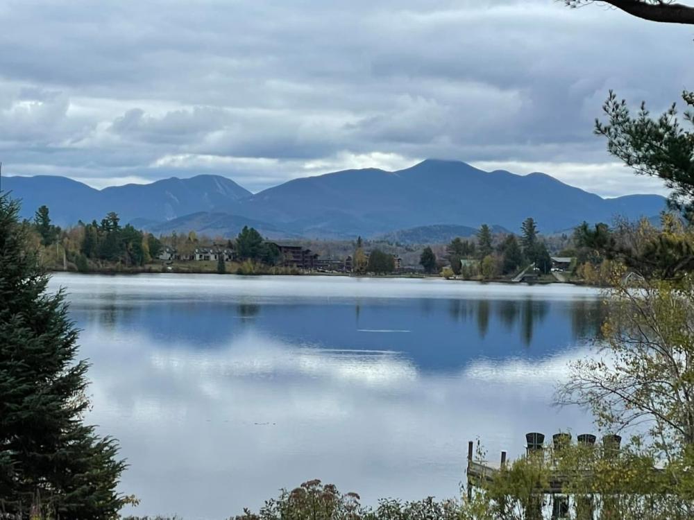 a view of past peak fall foliage in Lake Placid