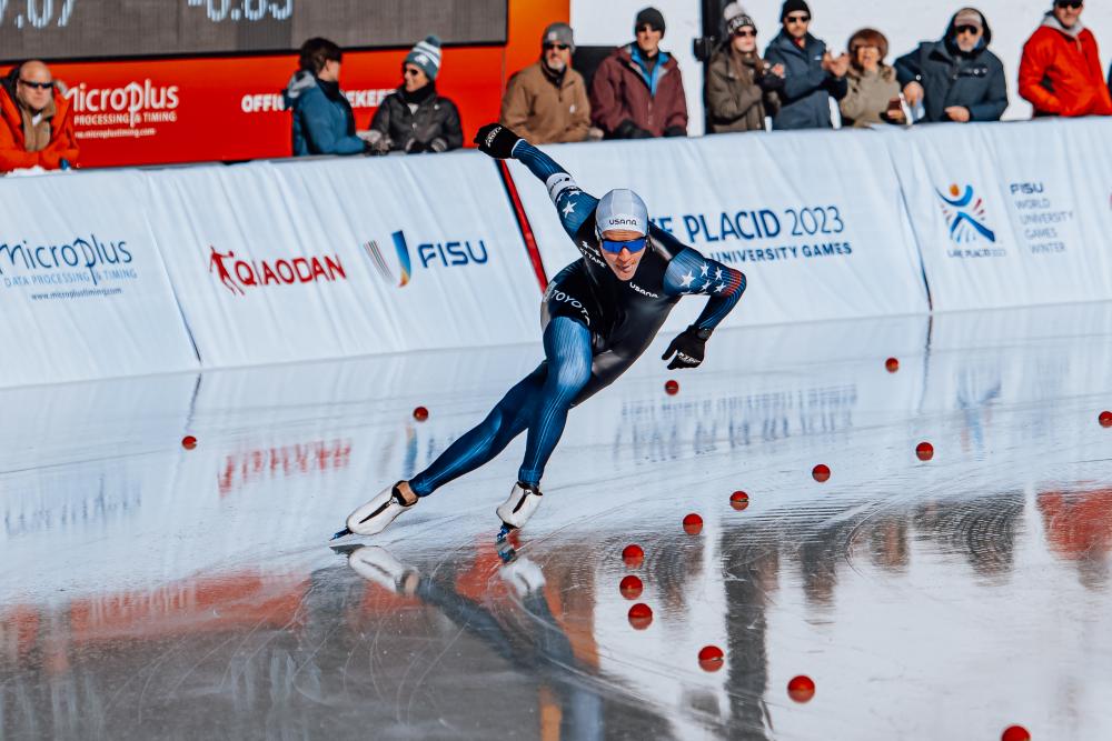 Speed skating at the James C. Sheffield Speed Skating Oval in Lake Placid