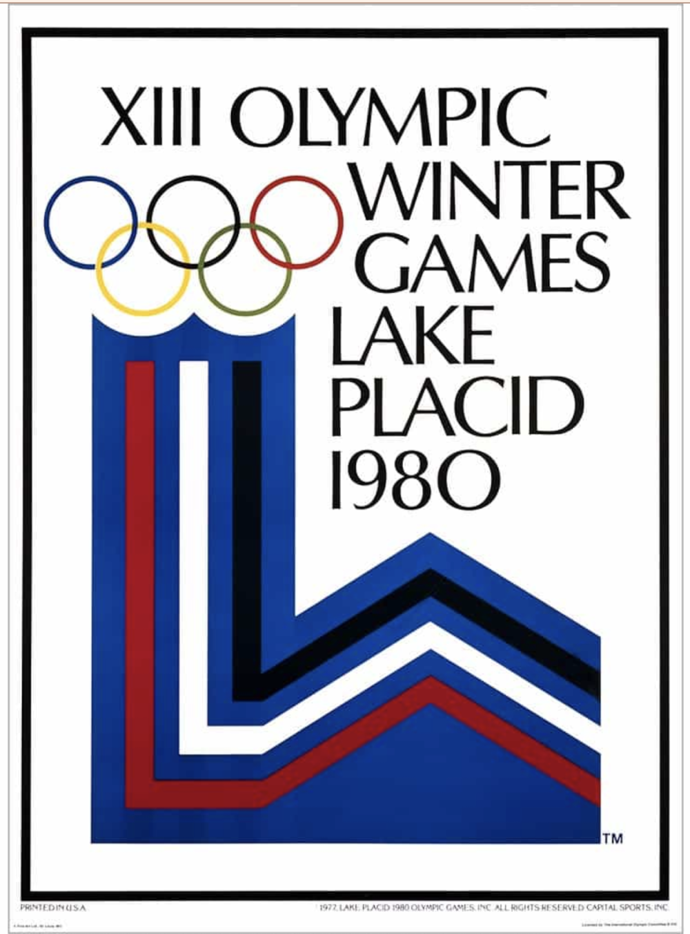 An image of the official poster for the 1980 Olympic Winter Games.