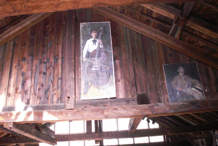 Painting hanging from above at The Mill