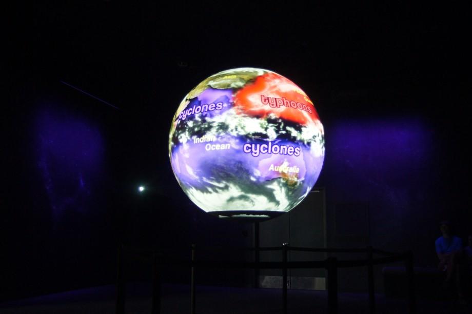Planet Adirondack is one of the newest exhibits at The Wild Center - here showing a program on hurricanes. Planet Adirondack