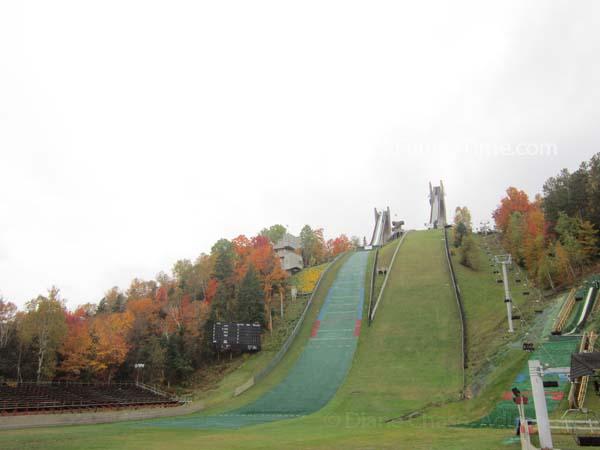 Enjoying the ski jumps surrounded by autumn color Olympic Jump