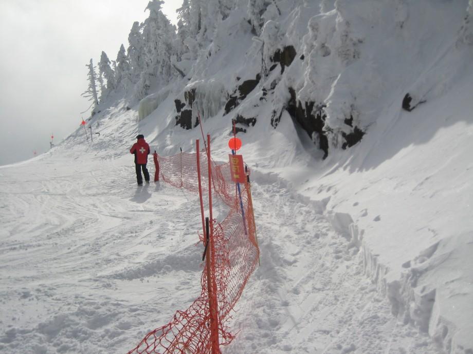 Slides open to skiers and riders with beacons and shovels