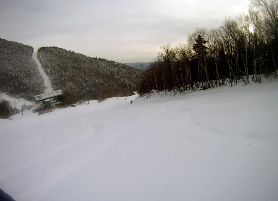 A bit of powder at the end of Excelsior heading to Upper Valley