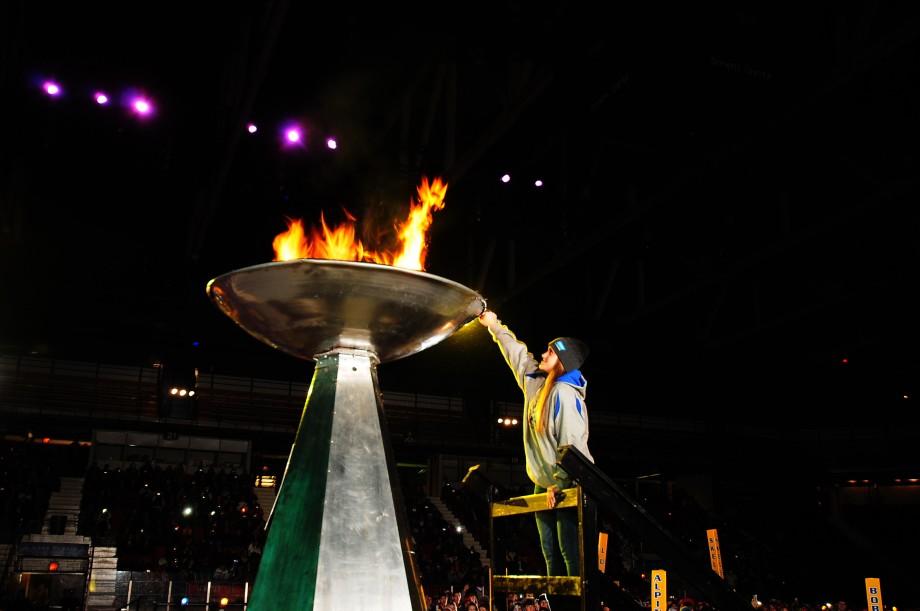 Lighting the Empire State Games Flame Cauldron Lighting the Empire State Games Flame Cauldron