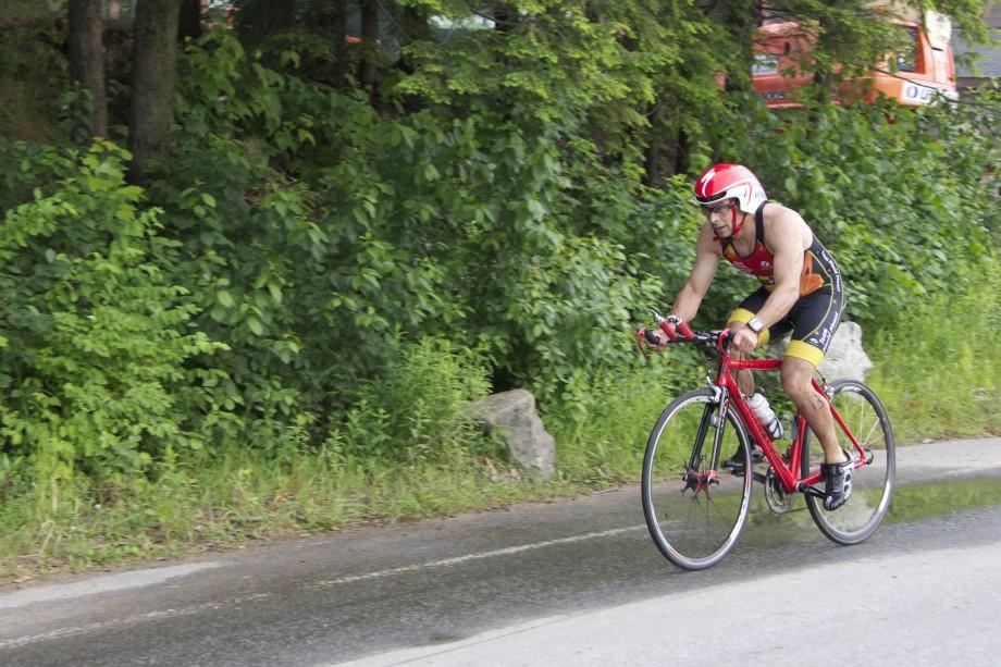 Heading out on the bike course