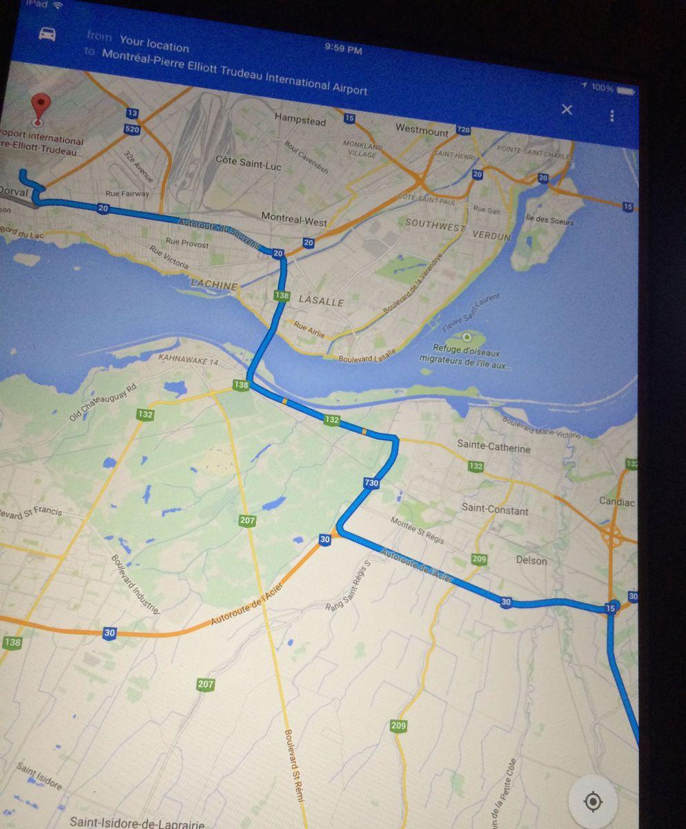 map to dorval airport in Montreal