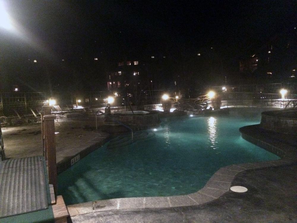 outdoor pool and hot tub at the Whiteface Resort