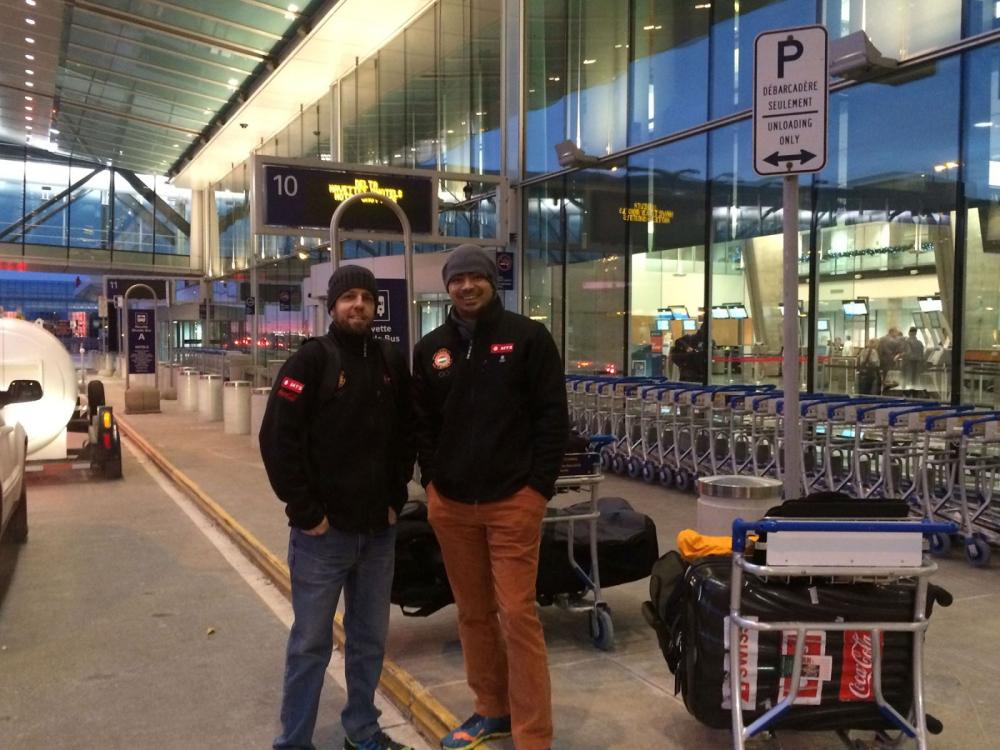 Duncan and Shiva at the Montreal Airport