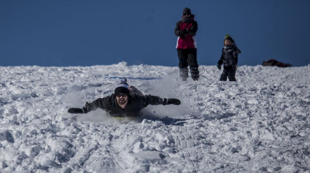 Sledding is obviously fun for all ages! Sledding is obviously fun for all ages!