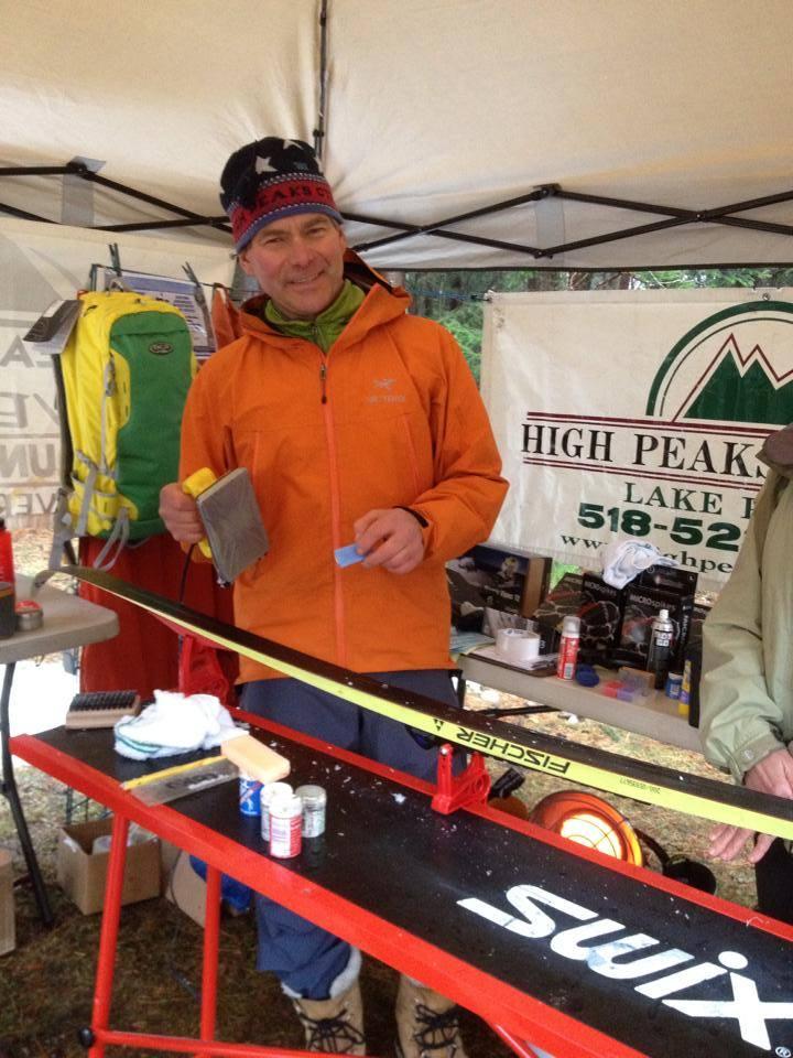 Brian Delaney of High Peaks Adventure Center demonstrates ski waxing at Winterfest 2014