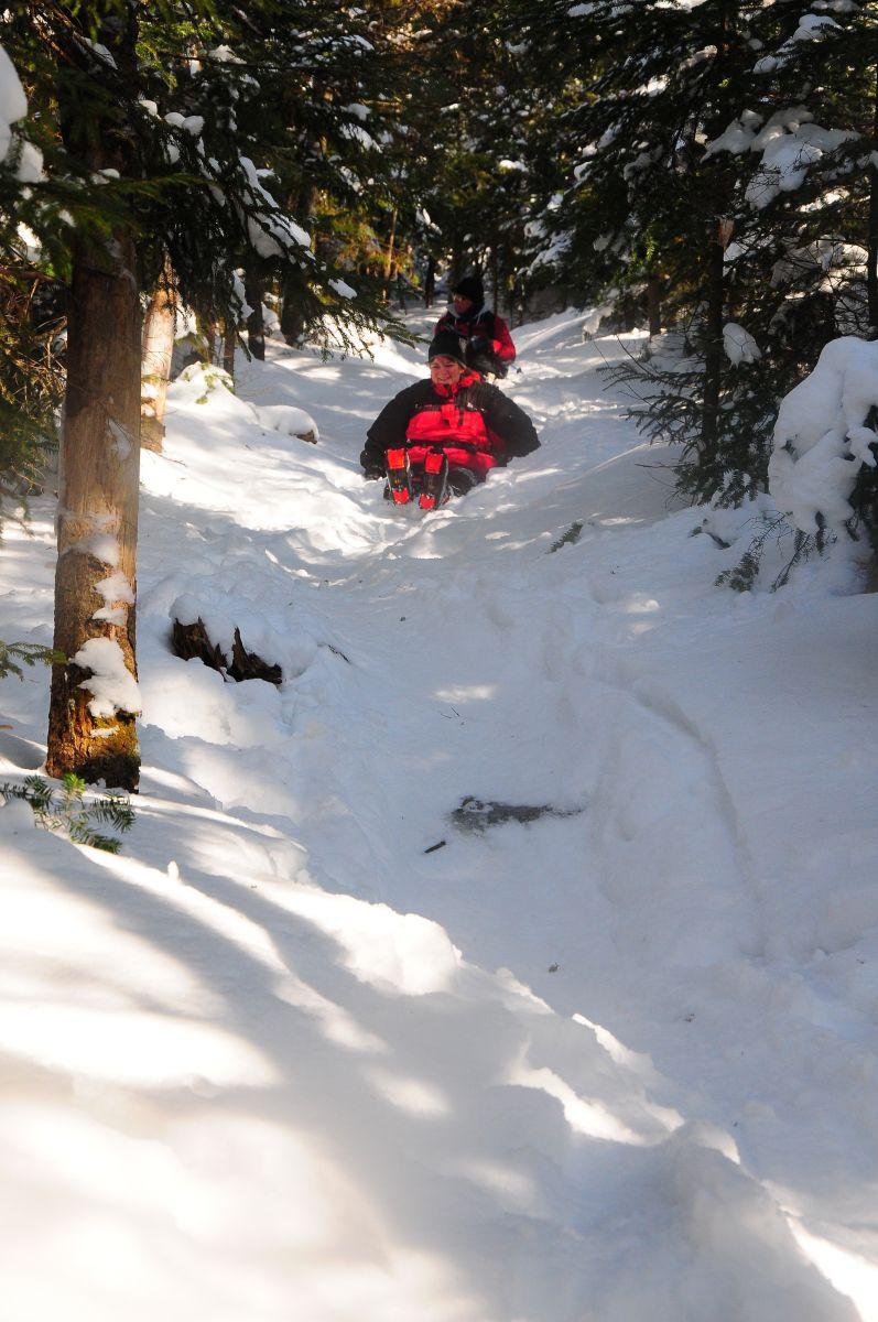 Butt-sliding down the trail!