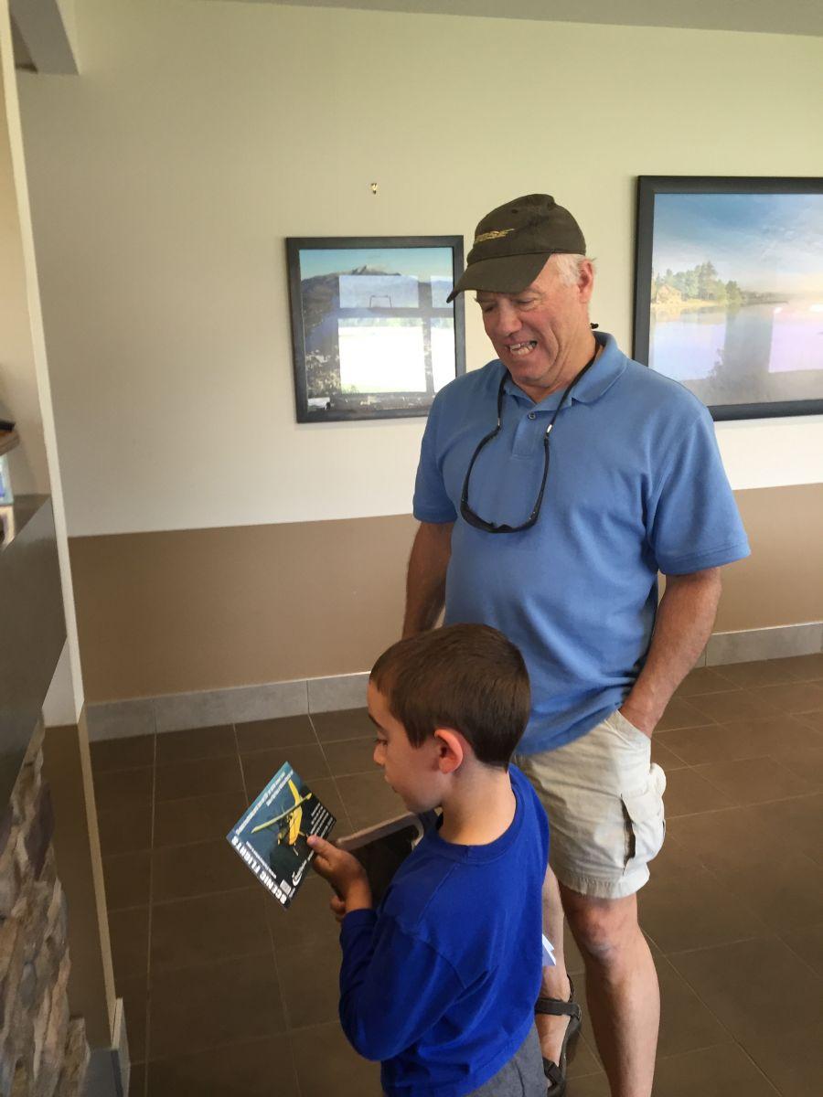 Our pilot Phil taking time to answer all of Oliver's questions!