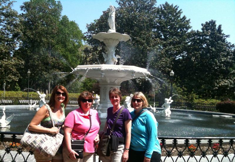 a fountain in one of Savannah's squares