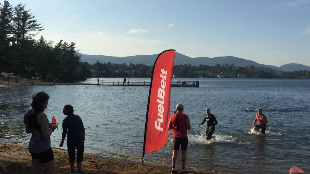 Jasen finishes the swim portion! (aka my anxiousness grows...)