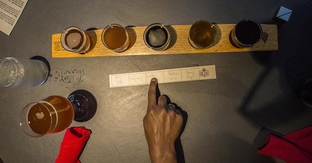 A closer look at Big Slide Brewery's beer sampler.