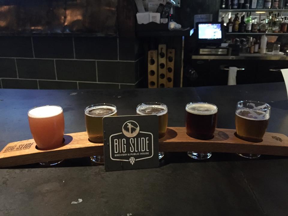 Beer flight at Big Slide Beer flight at Big Slide