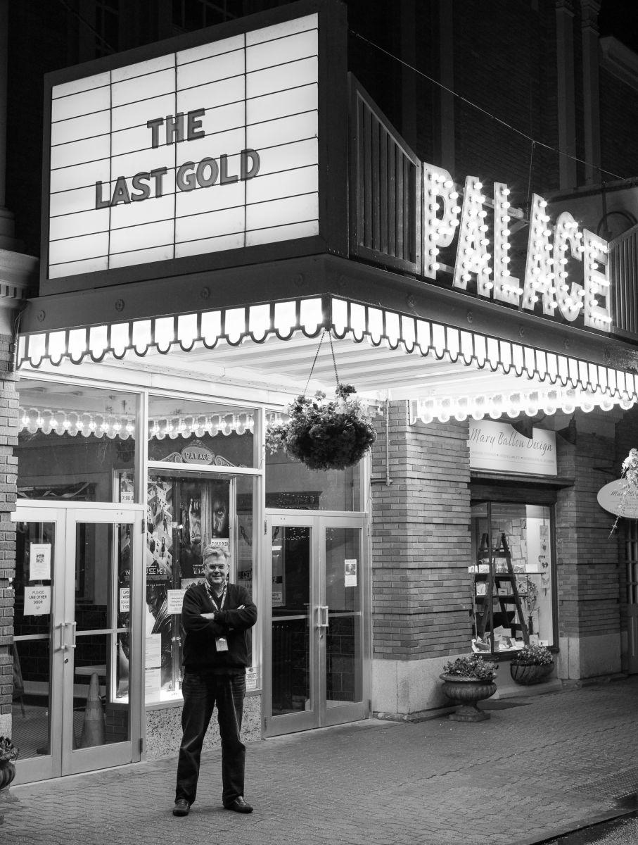 Under the Palace marquee: director Brian T. Brown, whose Olympics-themed documentary