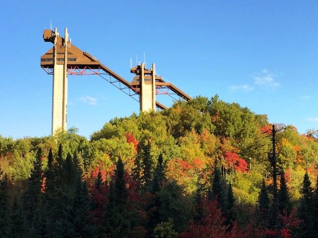 The ski jumps offer a wonderful vantage point to see more foliage, out to the horizon. The ski jumps offer a wonderful vantage point to see more foliage, out to the horizon.