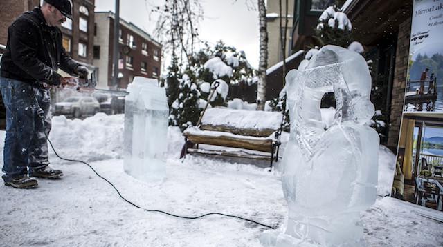 Revel in all the good things of winter, like the hot chainsaw's effect on cold ice, happening in front of your eyes.