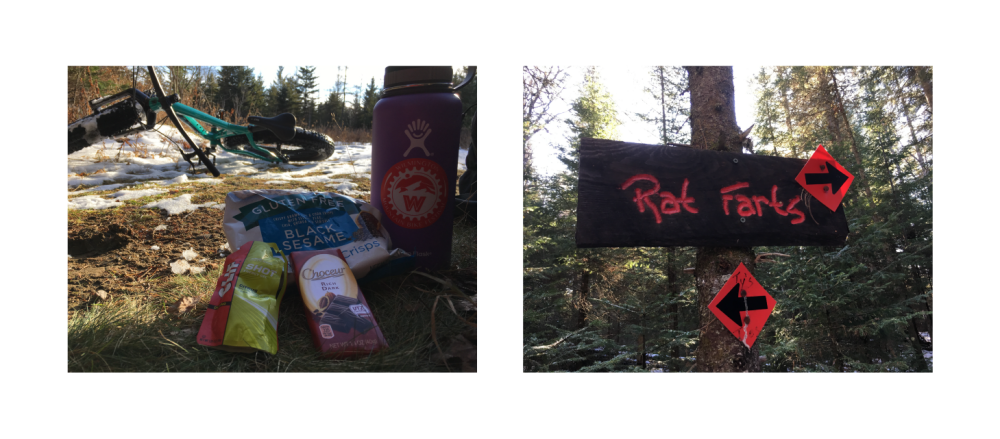 Left - Gotta have some snacks! | Right - My favorite trail
