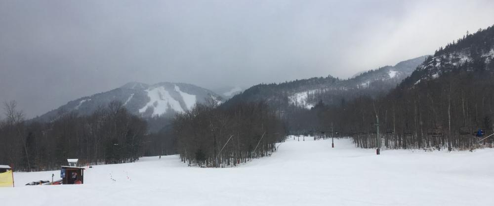 View of the slopes from inside the lodge!