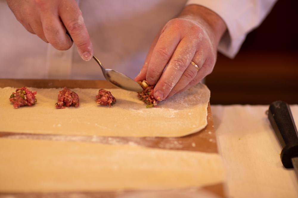 Chef Curtiss uses ground beef from Asgaard Farm. Chef Curtiss uses ground beef from Asgaard Farm.