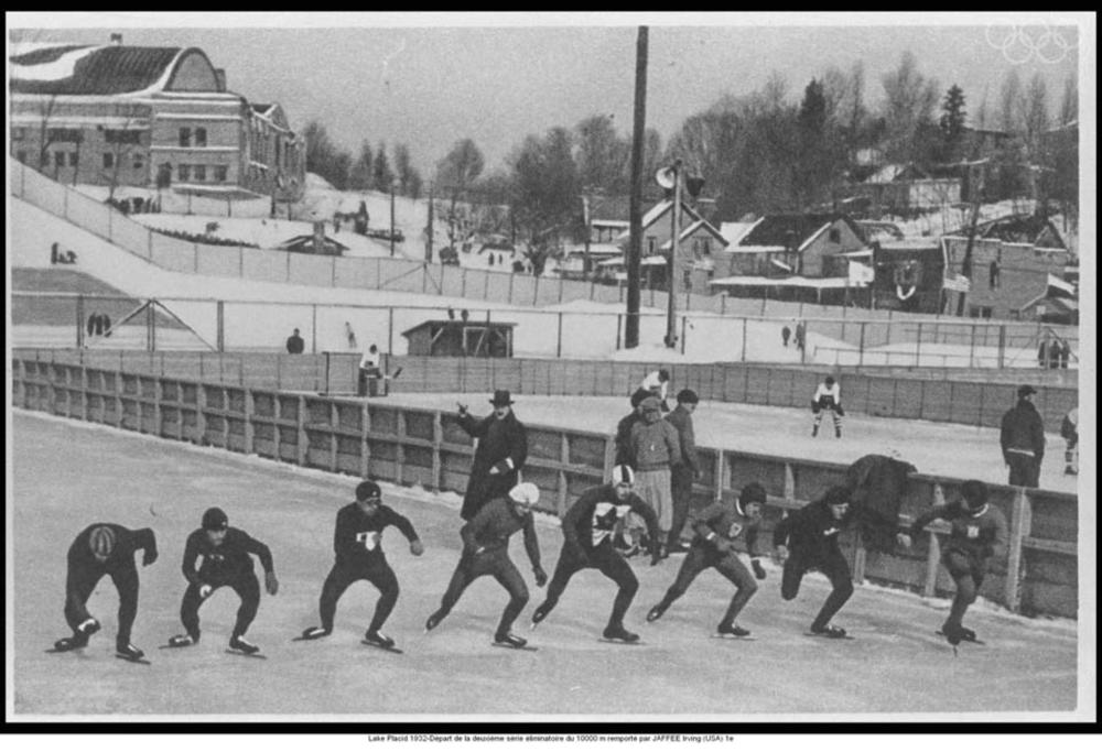 Speed skating at the 1932 Winter Olympics. Courtesy IOC Olympic Museum