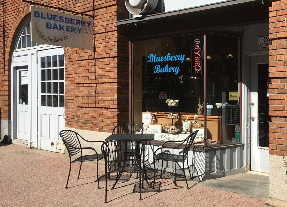 The bakery with a table out front