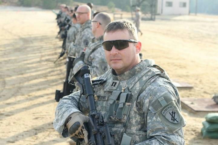 A picture of David Christopher in November 2010. He was a US Army Captain with the 414th Civil Affairs Battalion as part of the United States Civil Affairs and Psychological Operations Command. Image courtesy of David Christopher. A picture of David Christopher in Army fatigues in November 2010. He was a US Army Captain with the 414th Civil Affairs Battalion as part of the United States Civil Affairs and Psychological Operations Command. Image courtesy of David Christopher.