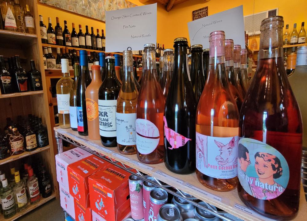 Wine bottles on a shelf