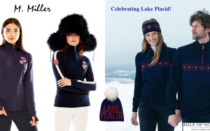 Several models wear special edition Lake Placid Dale of Norway sweaters