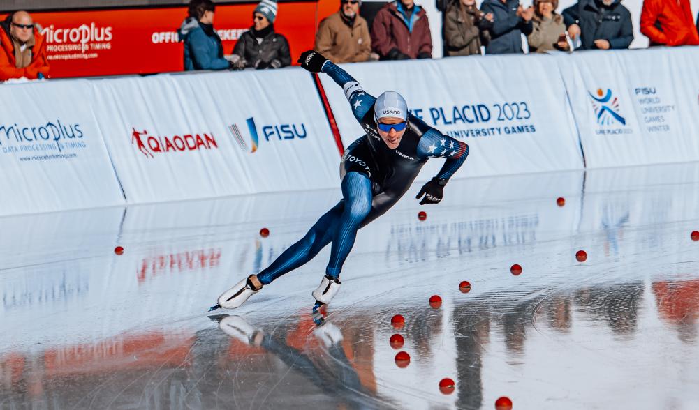 Speed skating at the James C. Sheffield Speed Skating Oval in Lake Placid